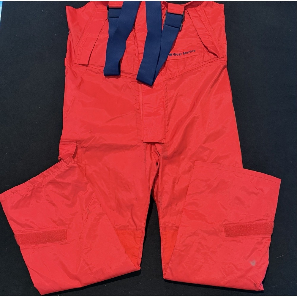 West Marine Nautical Gear Red Offshore Sailing Boating Bib Pants Men's Size M